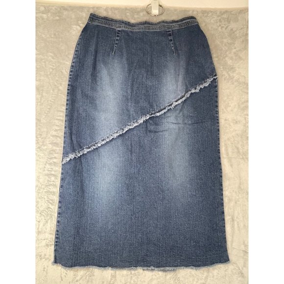 L.A, Blues womens plus size 18W stretch denim jean long skirt split 13" and leng - Picture 14 of 16